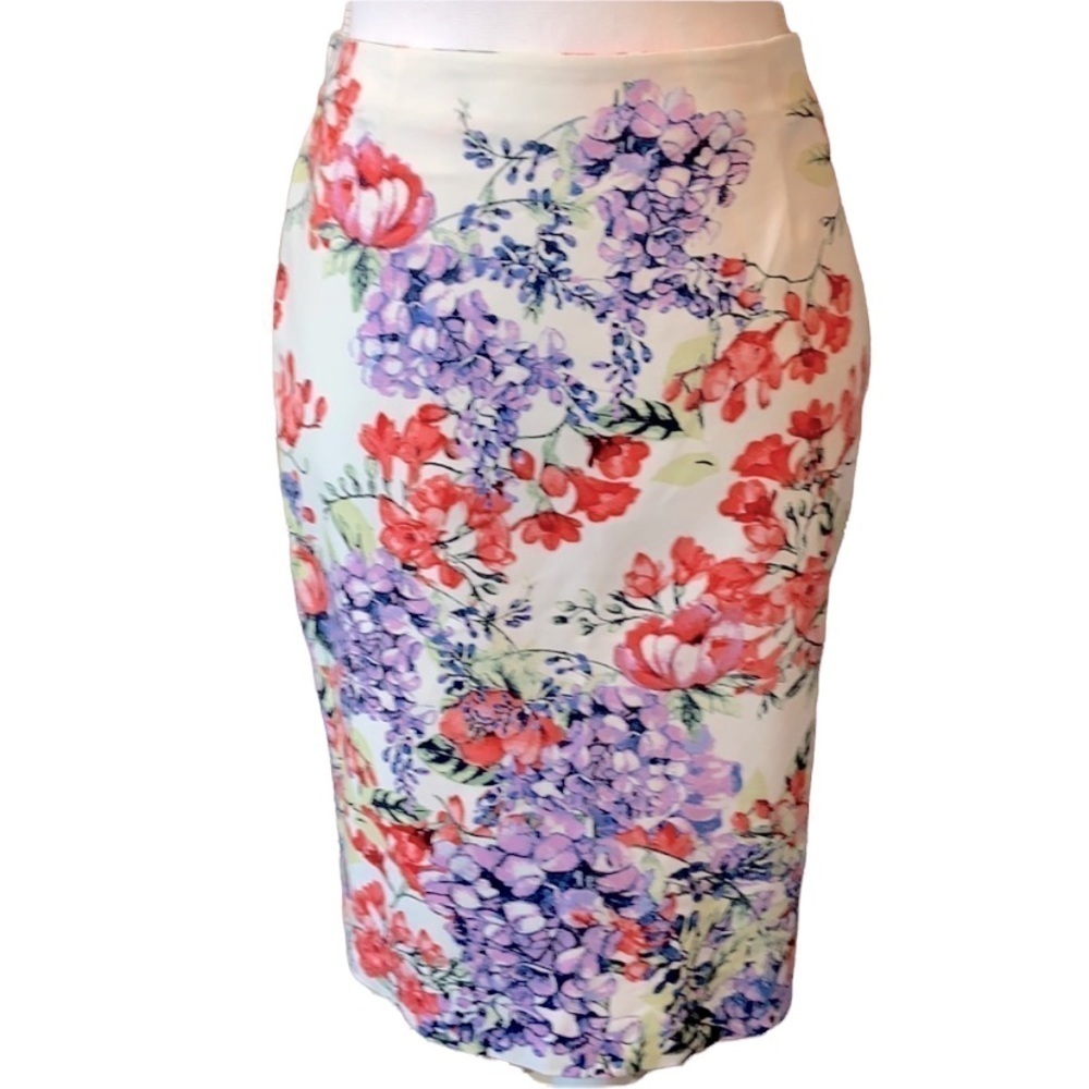 Charter Club Floral Career Spring Summer Pencil Skirt Size 4 Petite